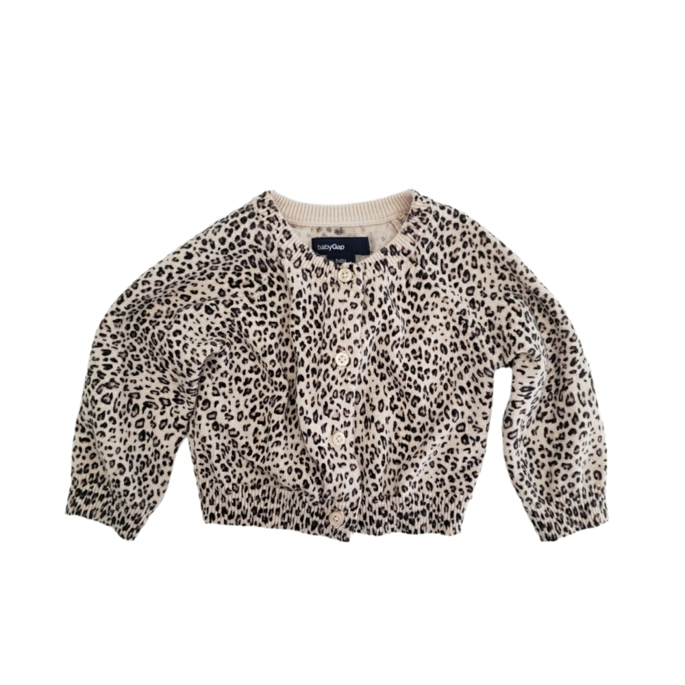 Baby Gap 3-6 Months Leopard Cheetah Animal Print Cardigan Button Sweater
